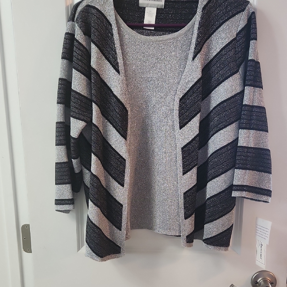 Striped Black and Gray Women's Sweater